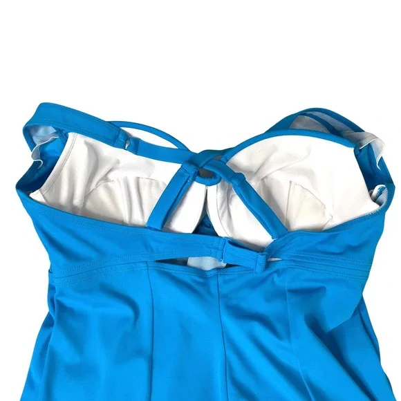 NEW Torrid Ruched swim Tankini Top Size 2X‎ blue Push-Up Bra fit Tummy control